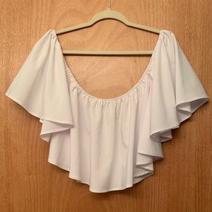 ✨Paper Racine✨white off the shoulder crop top